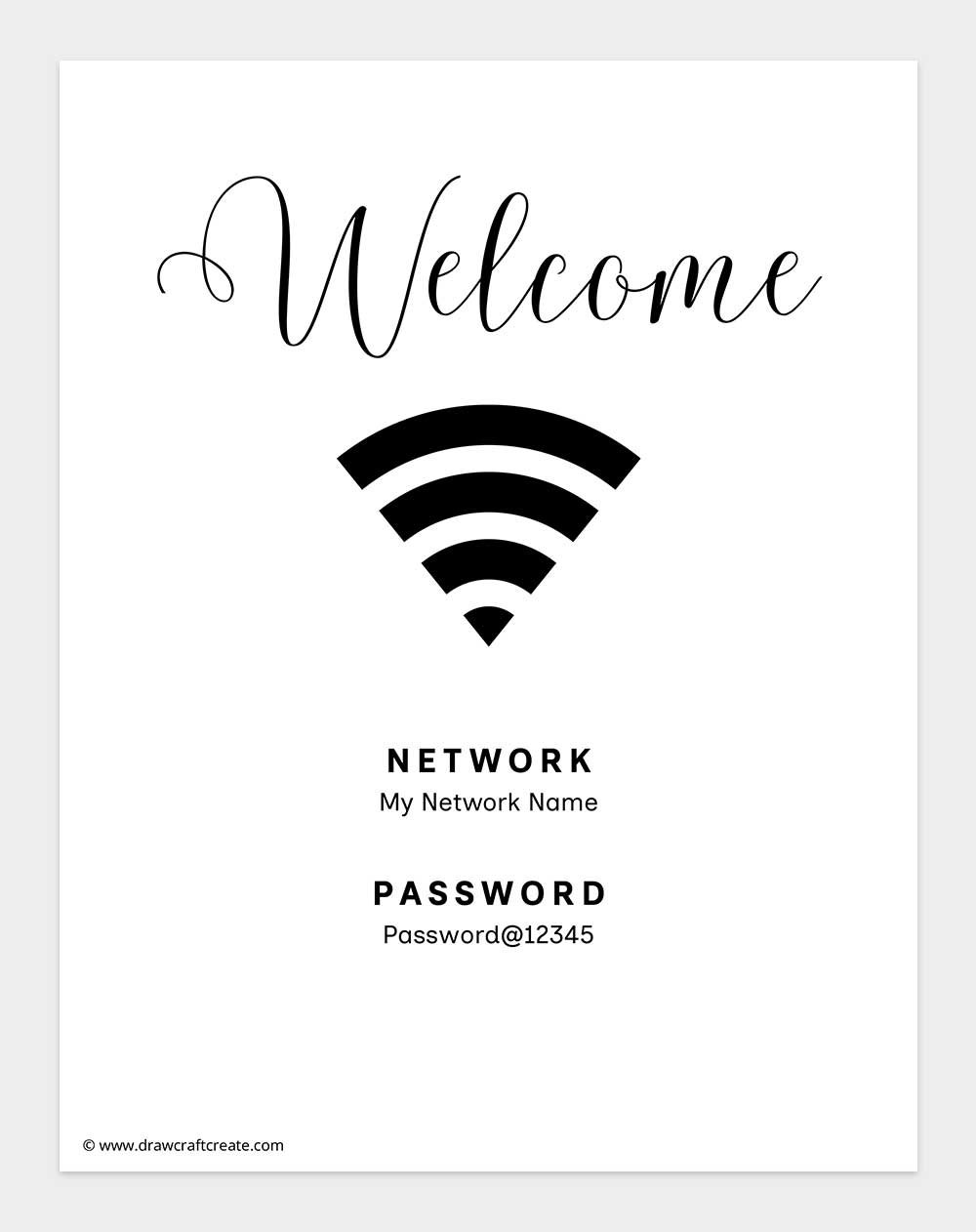 printable wifi password signs