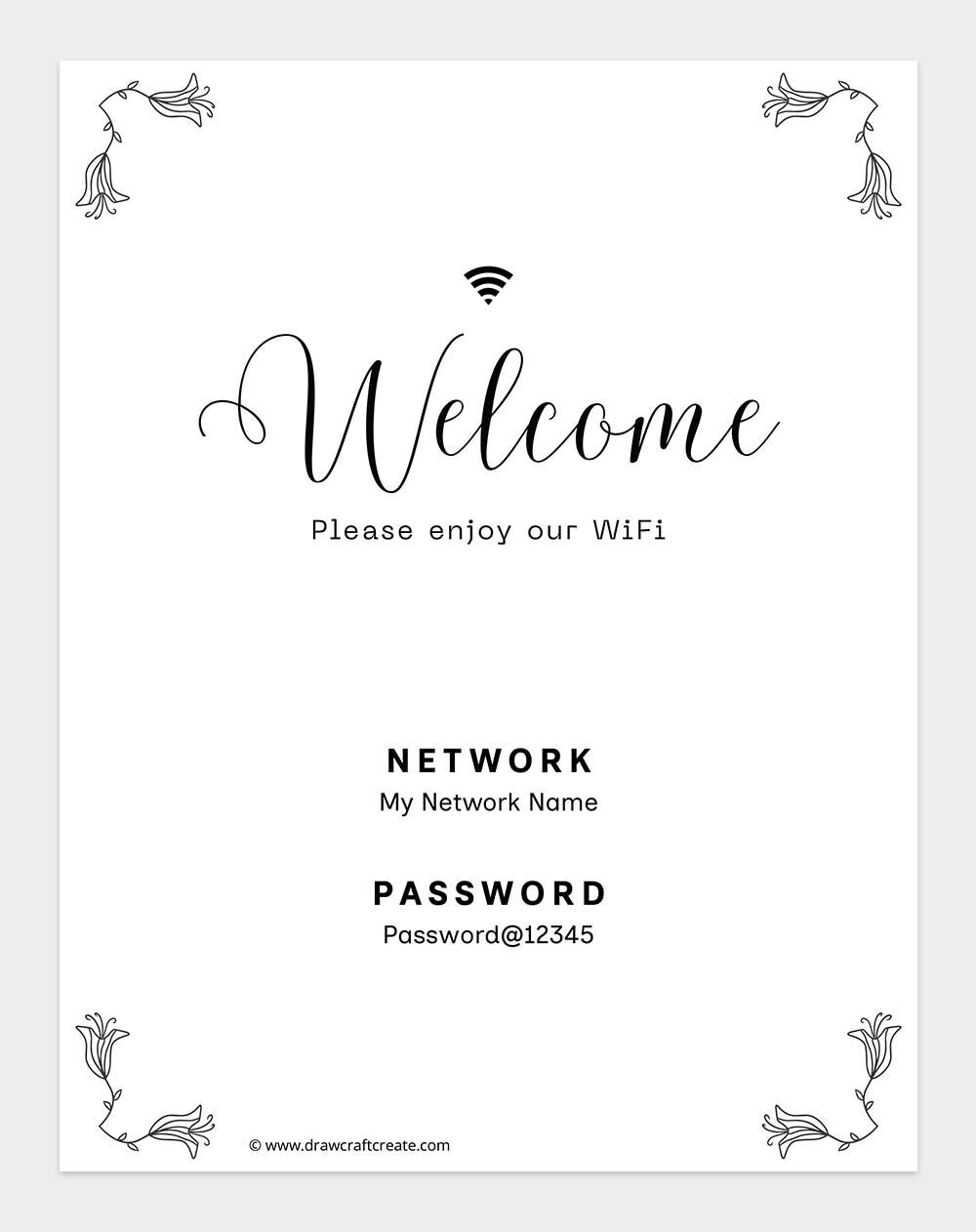 printable wifi password signs