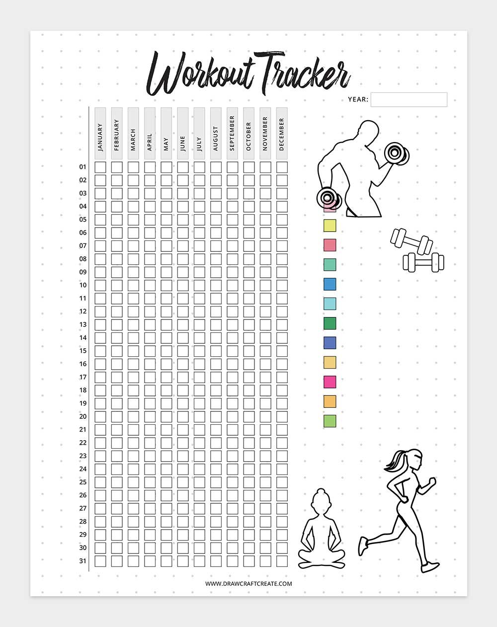 printable workout tracker template