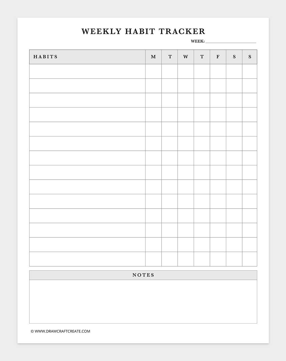 weekly habit tracker