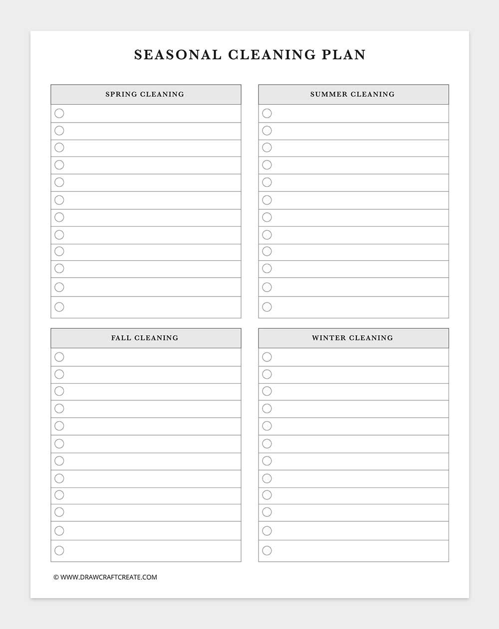 seasonal cleaning plan