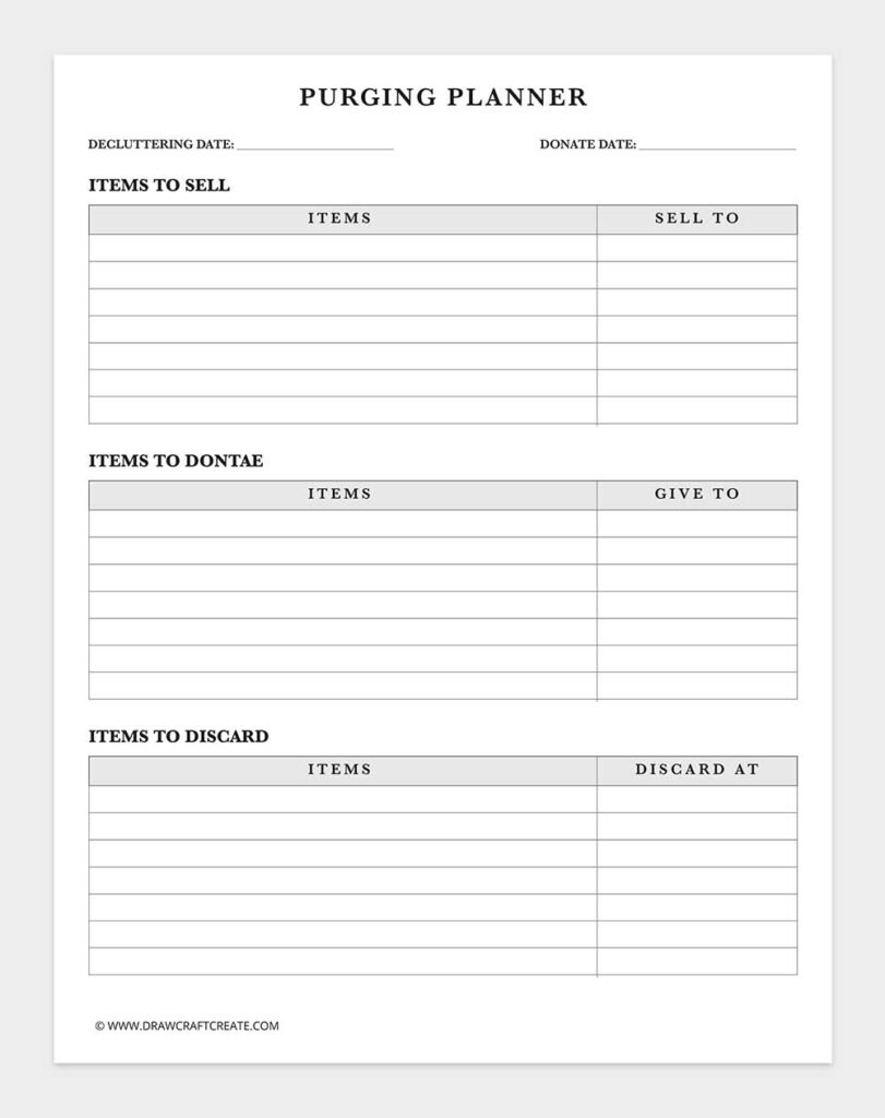 Free Printable Declutter Planner Template (25 Pages) - Draw Craft Create