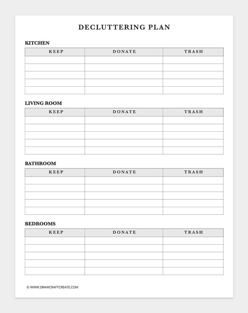 Free Printable Declutter Planner Template (25 Pages) - Draw Craft Create