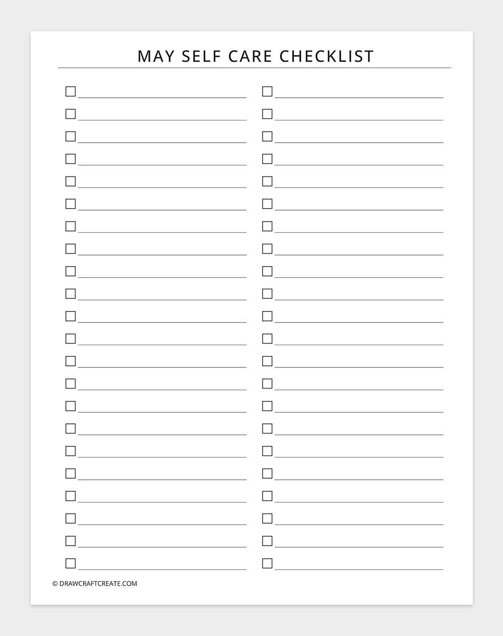 may self care checklist