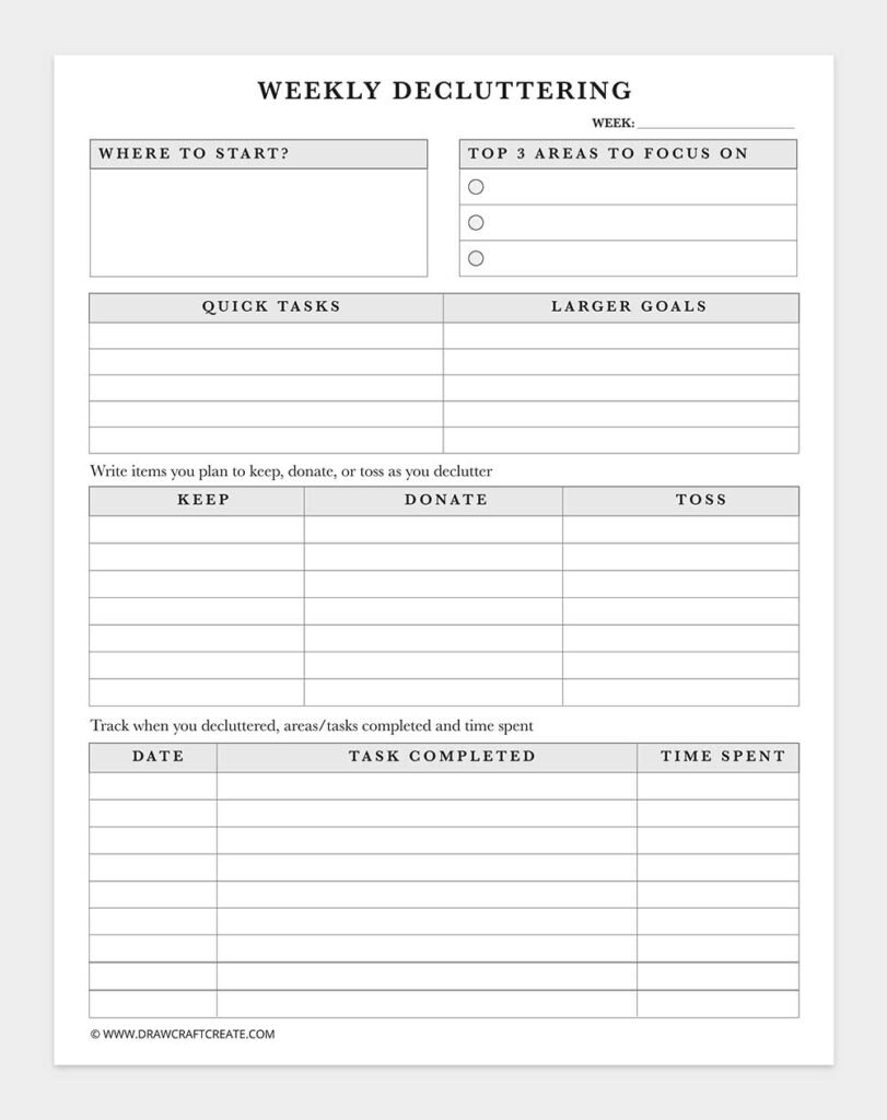 Free Printable Declutter Planner Template (25 Pages) - Draw Craft Create