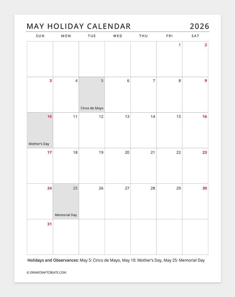 Free Printable May Planner 2026 (29 Pages) - Draw Craft Create