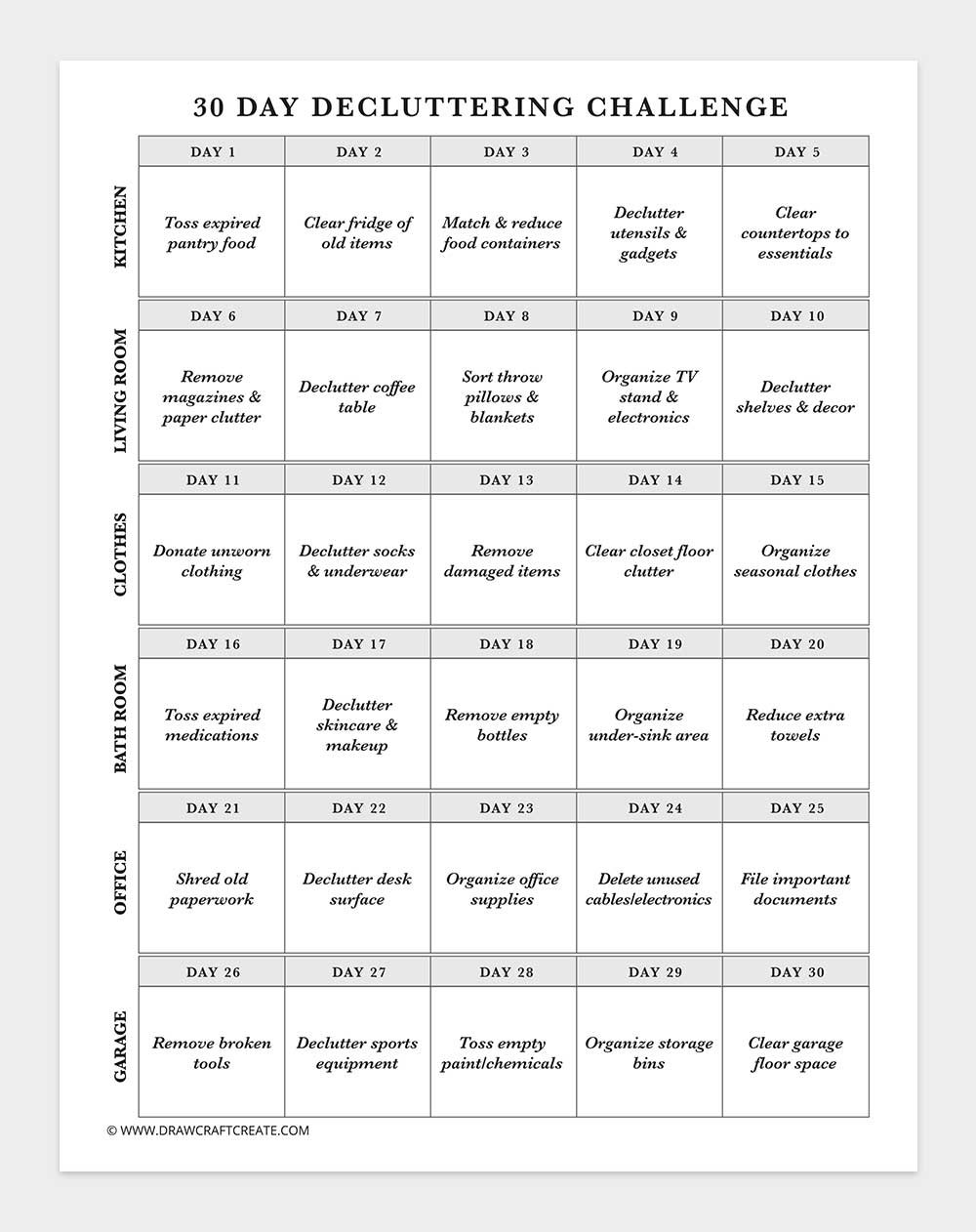 30 day decluttering challenge