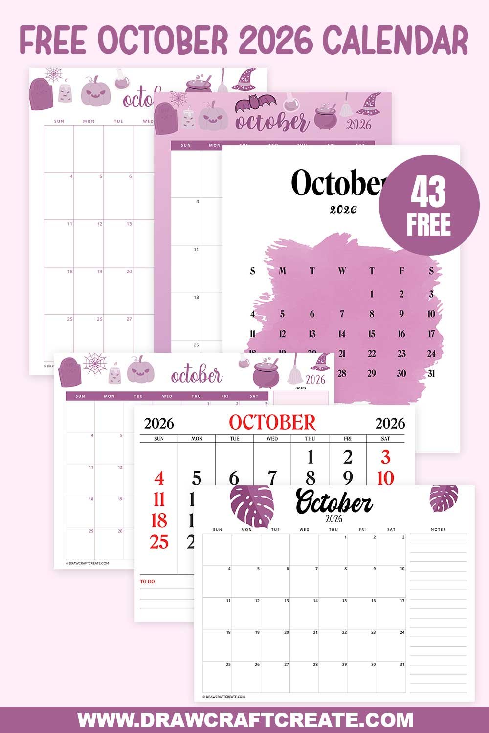 October 2026 Calendars