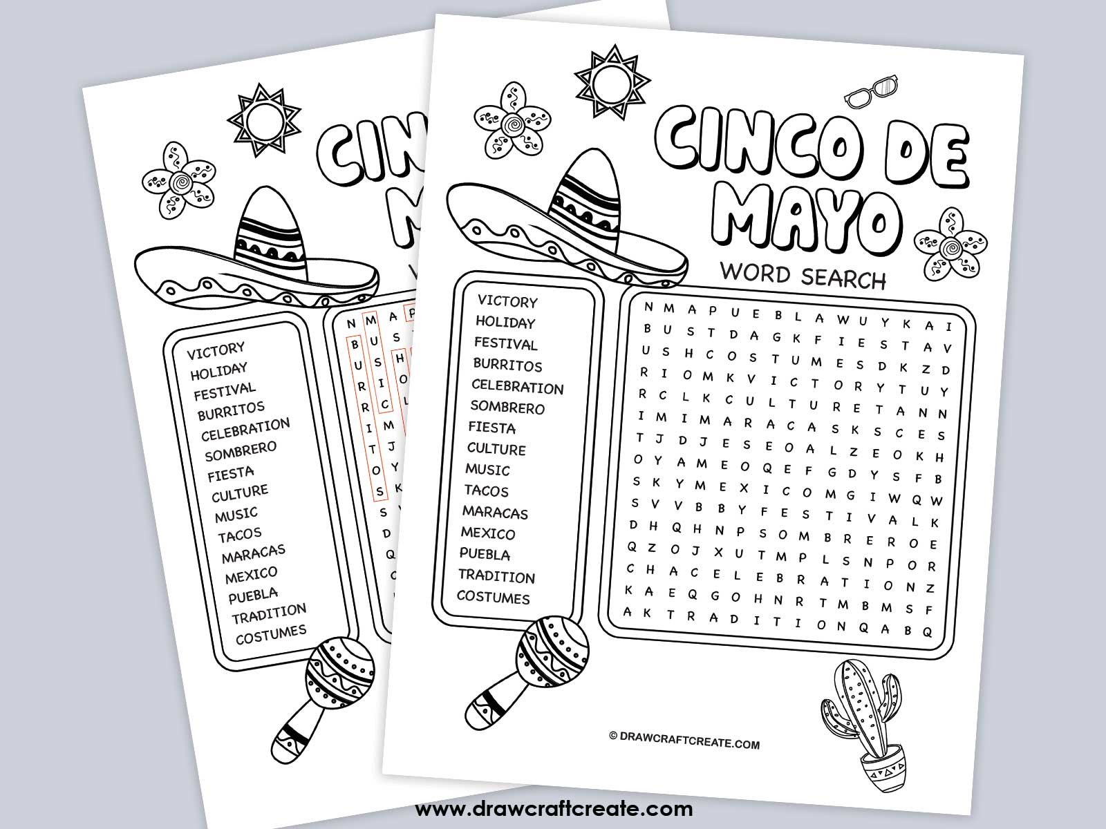 cinco de mayo word search answer