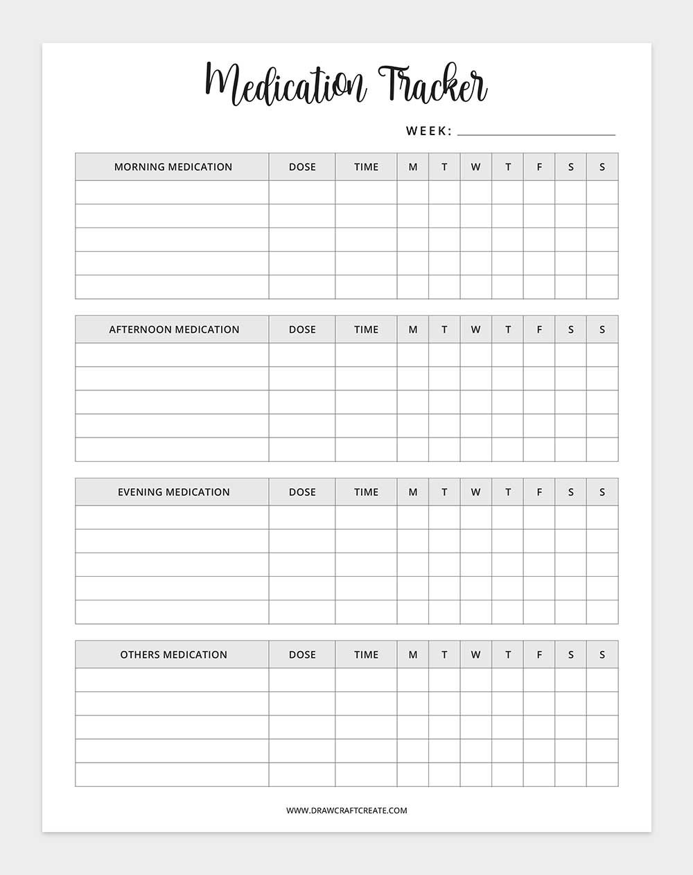 printable medication tracker