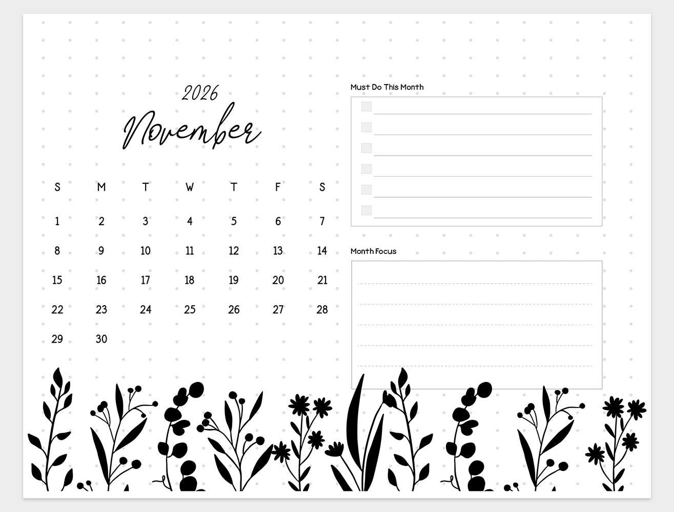 printable november 2026 calendar