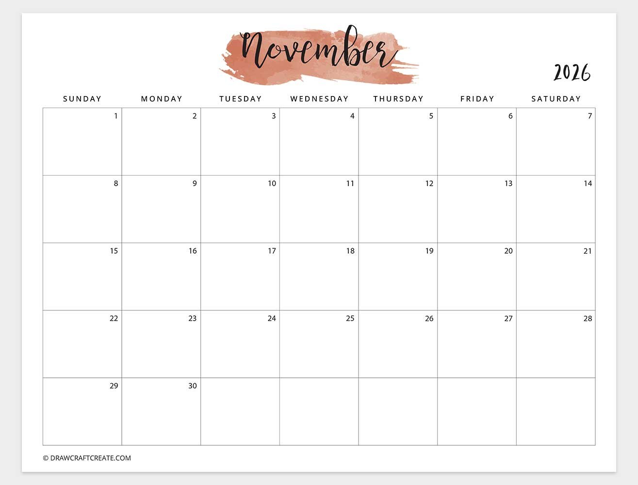 printable november 2026 calendar