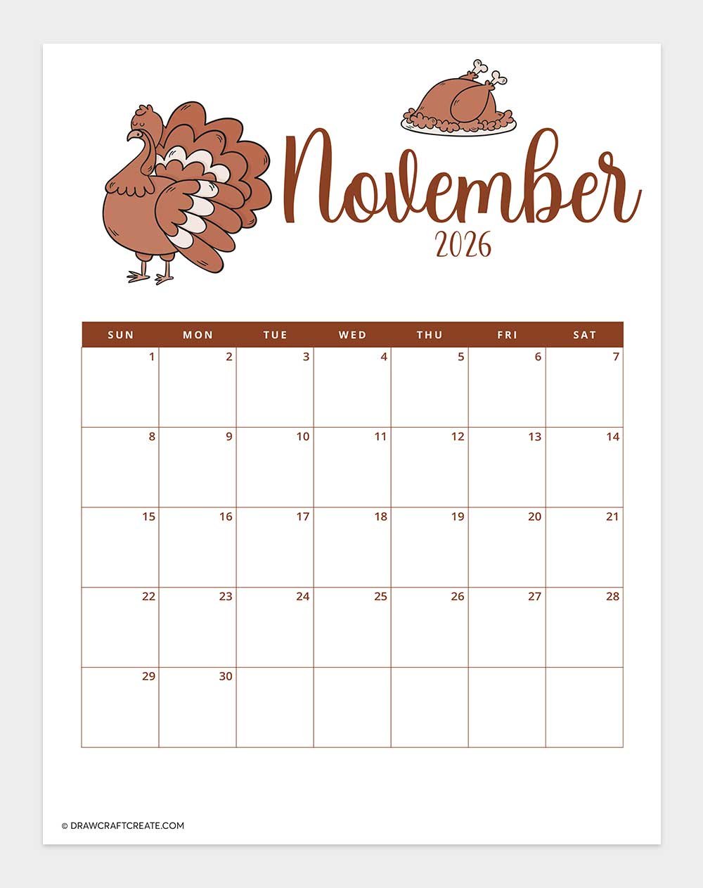 printable november 2026 calendar