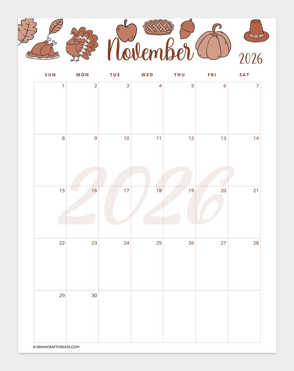 printable november 2026 calendar
