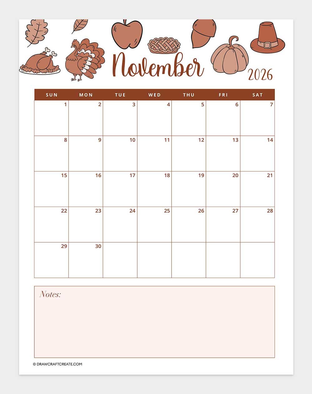 printable november 2026 calendar