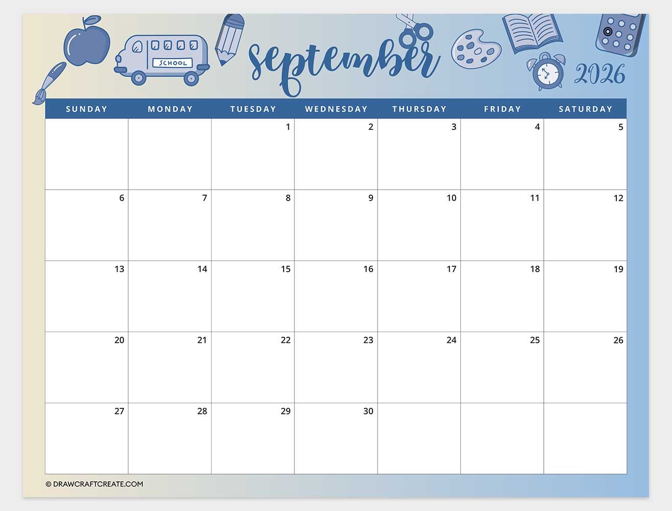 printable september 2026 calendar