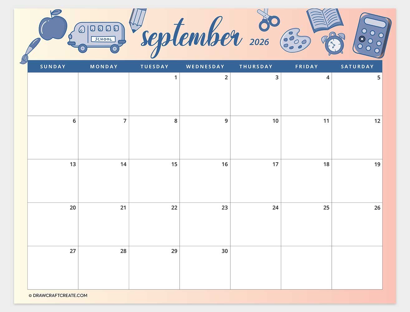 printable september 2026 calendar