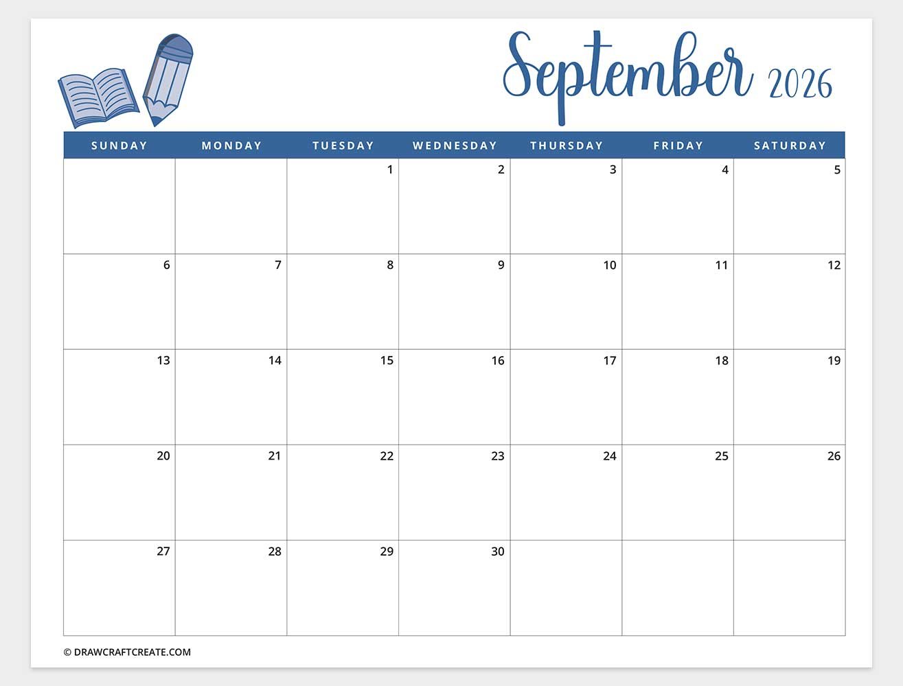 printable september 2026 calendar