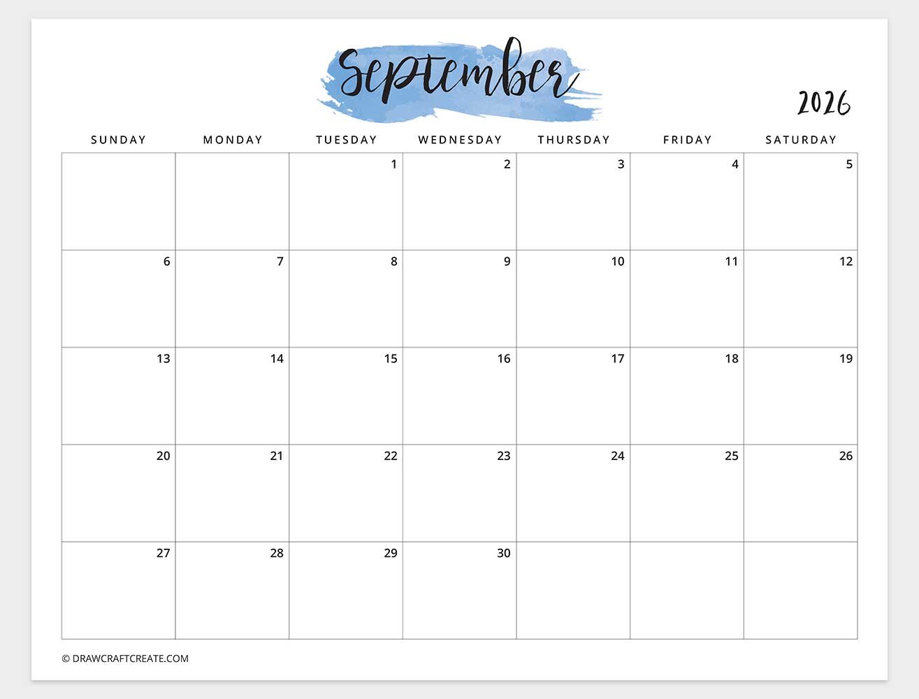 printable september 2026 calendar