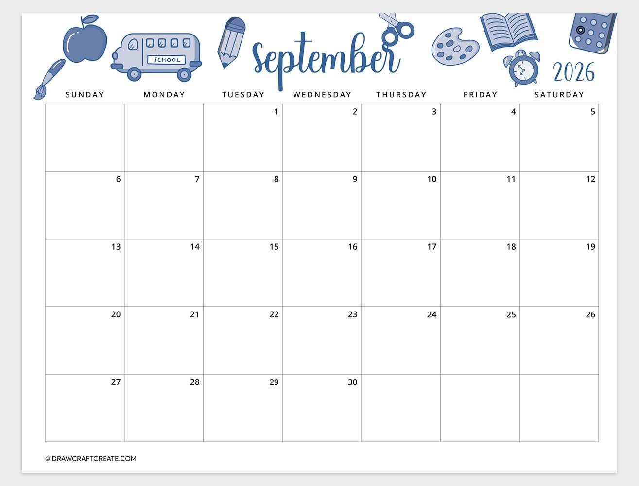 printable september 2026 calendar