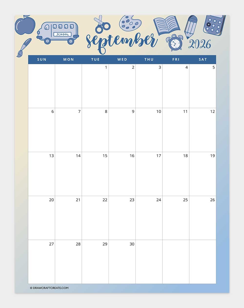 printable september 2026 calendar