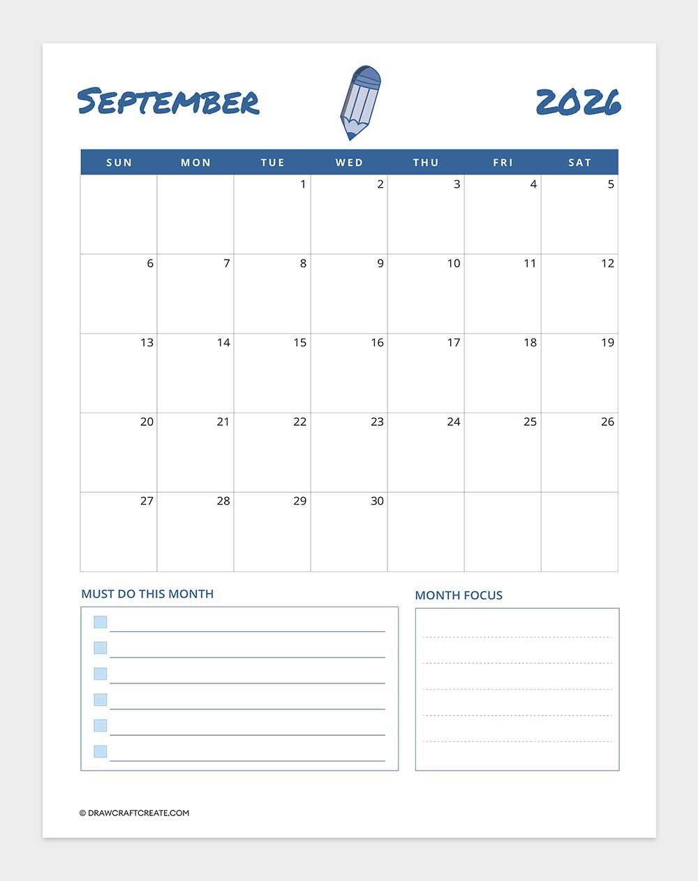 printable september 2026 calendar