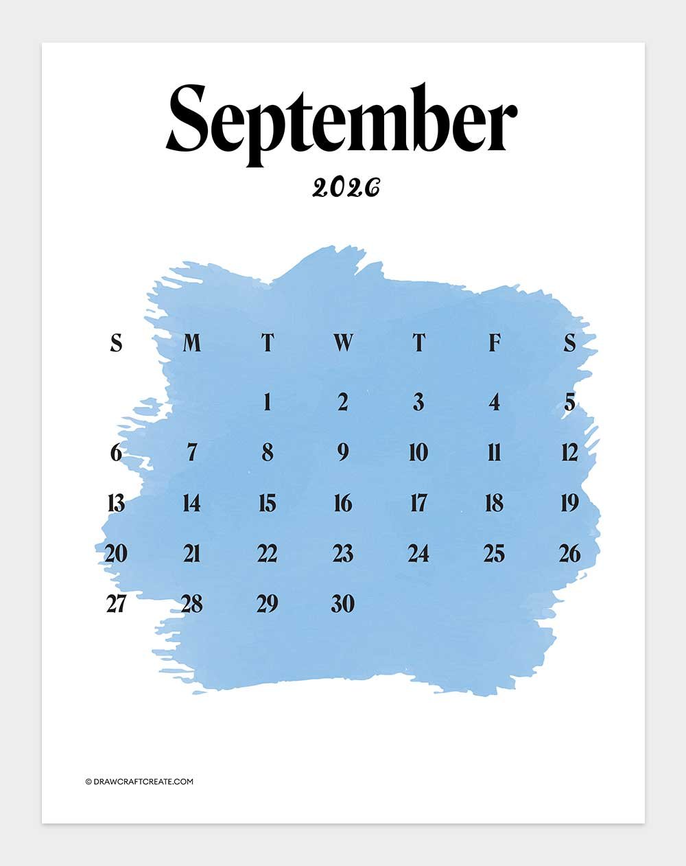 printable september 2026 calendar
