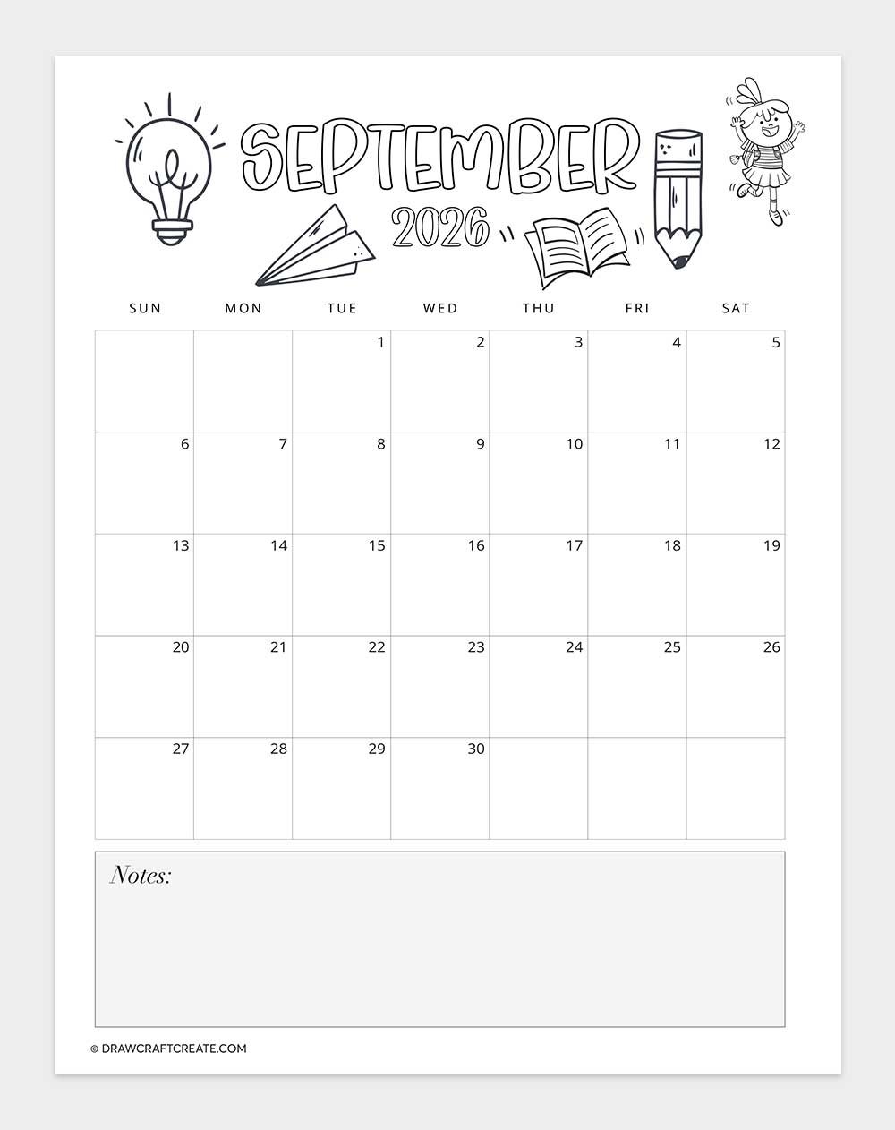 printable september 2026 calendar