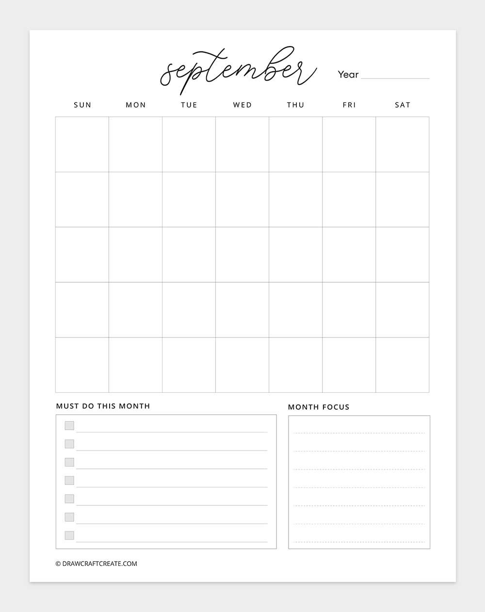 printable september 2026 calendar