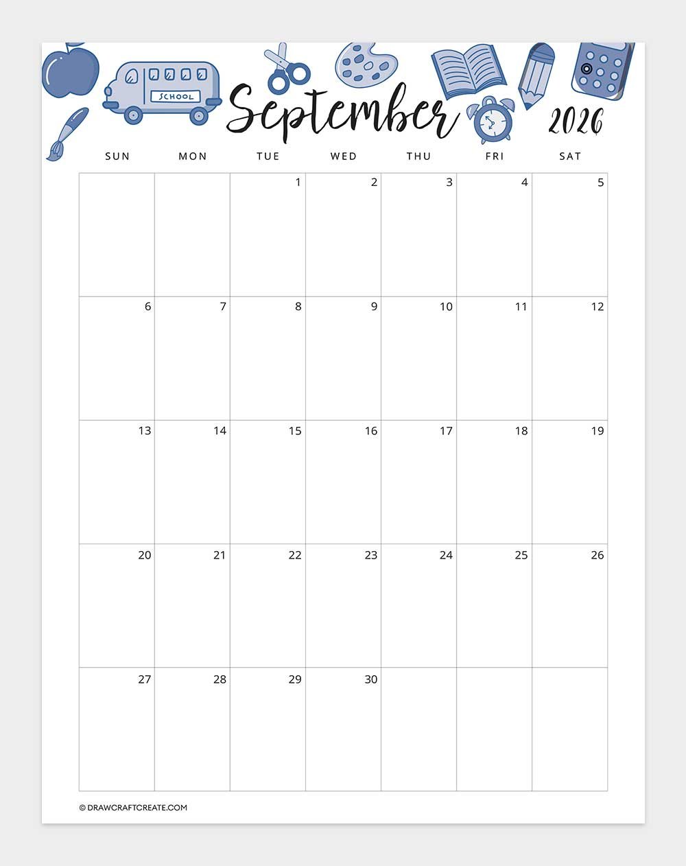 printable september 2026 calendar