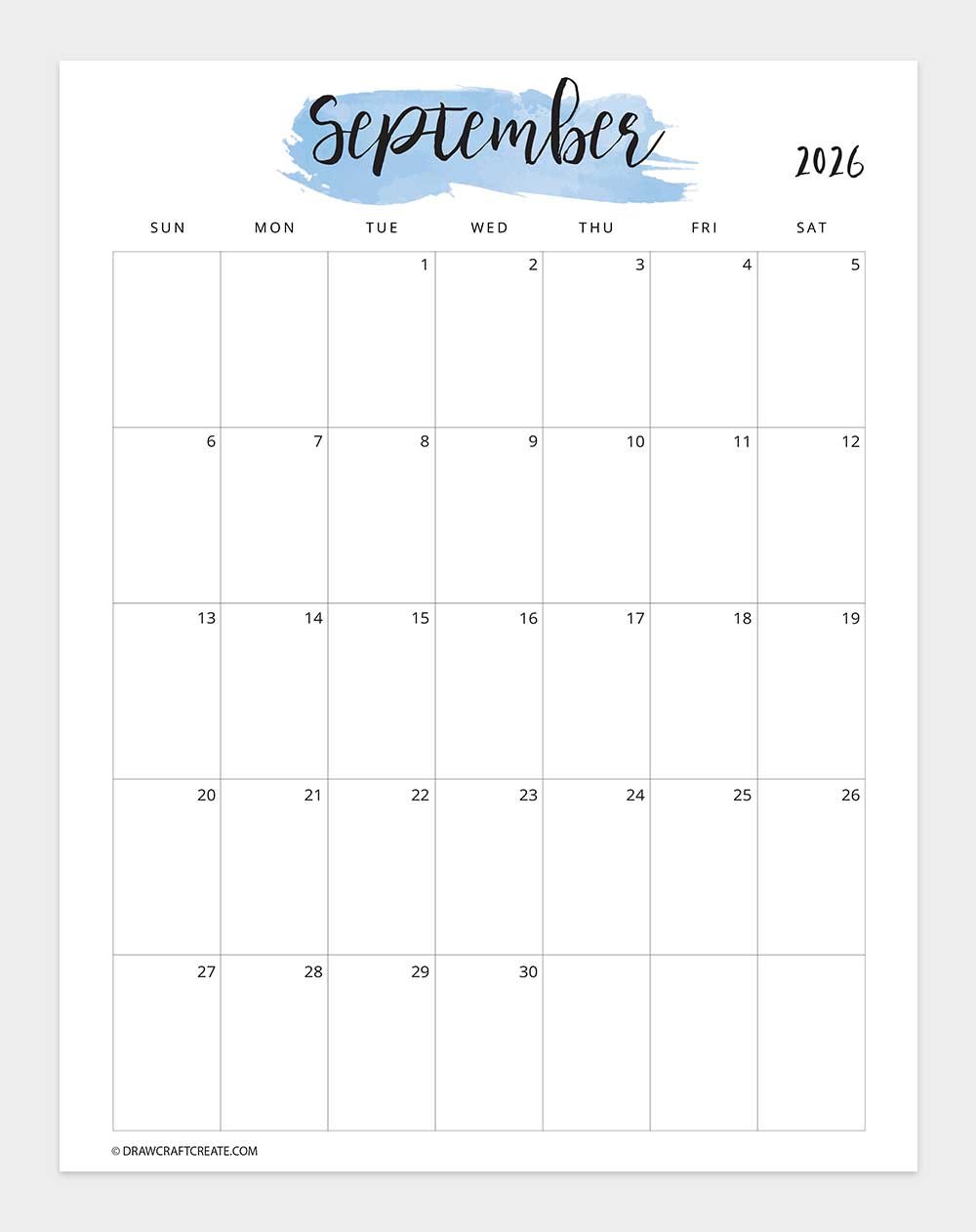 printable september 2026 calendar