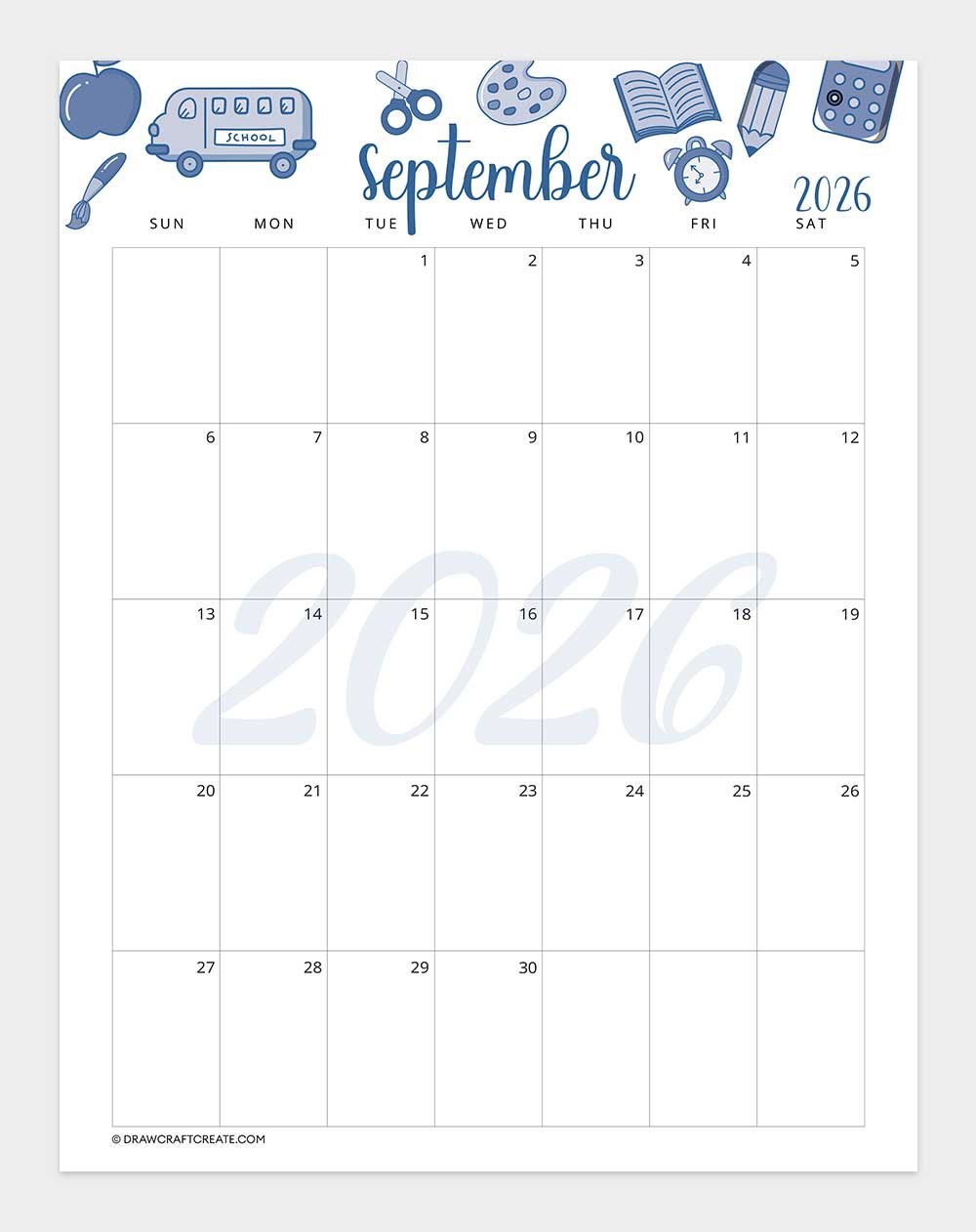printable september 2026 calendar