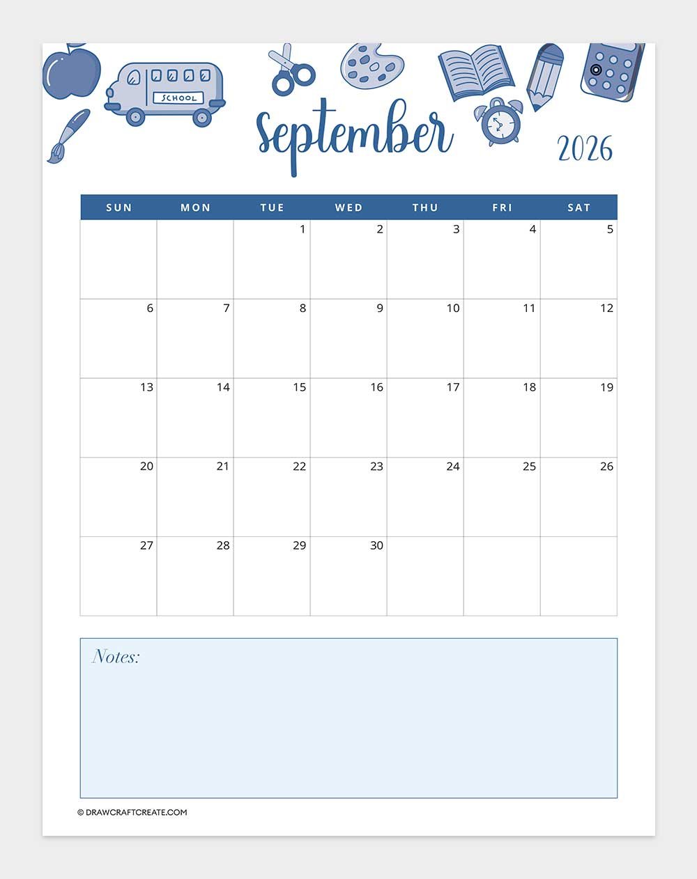 printable september 2026 calendar
