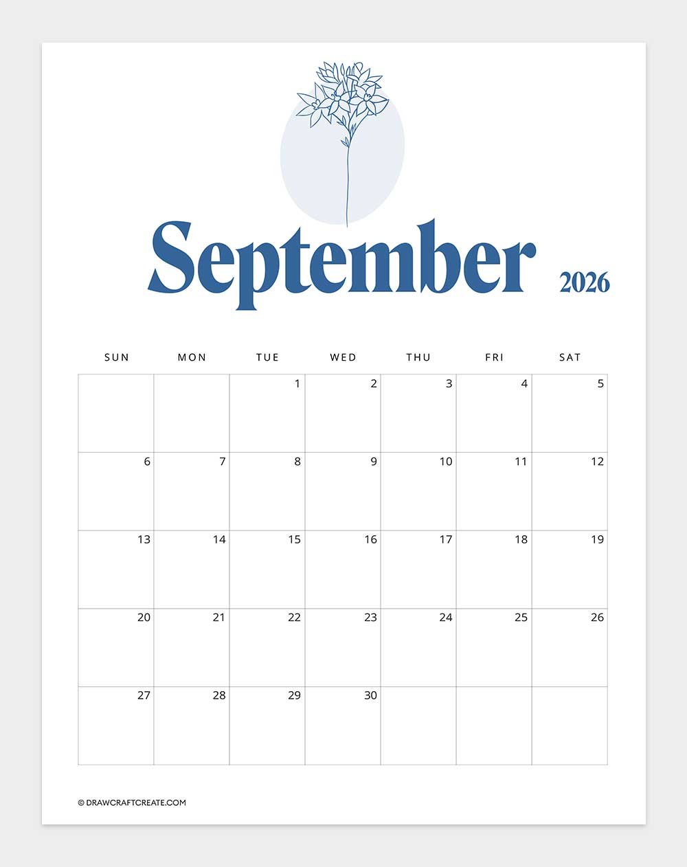 printable september 2026 calendar