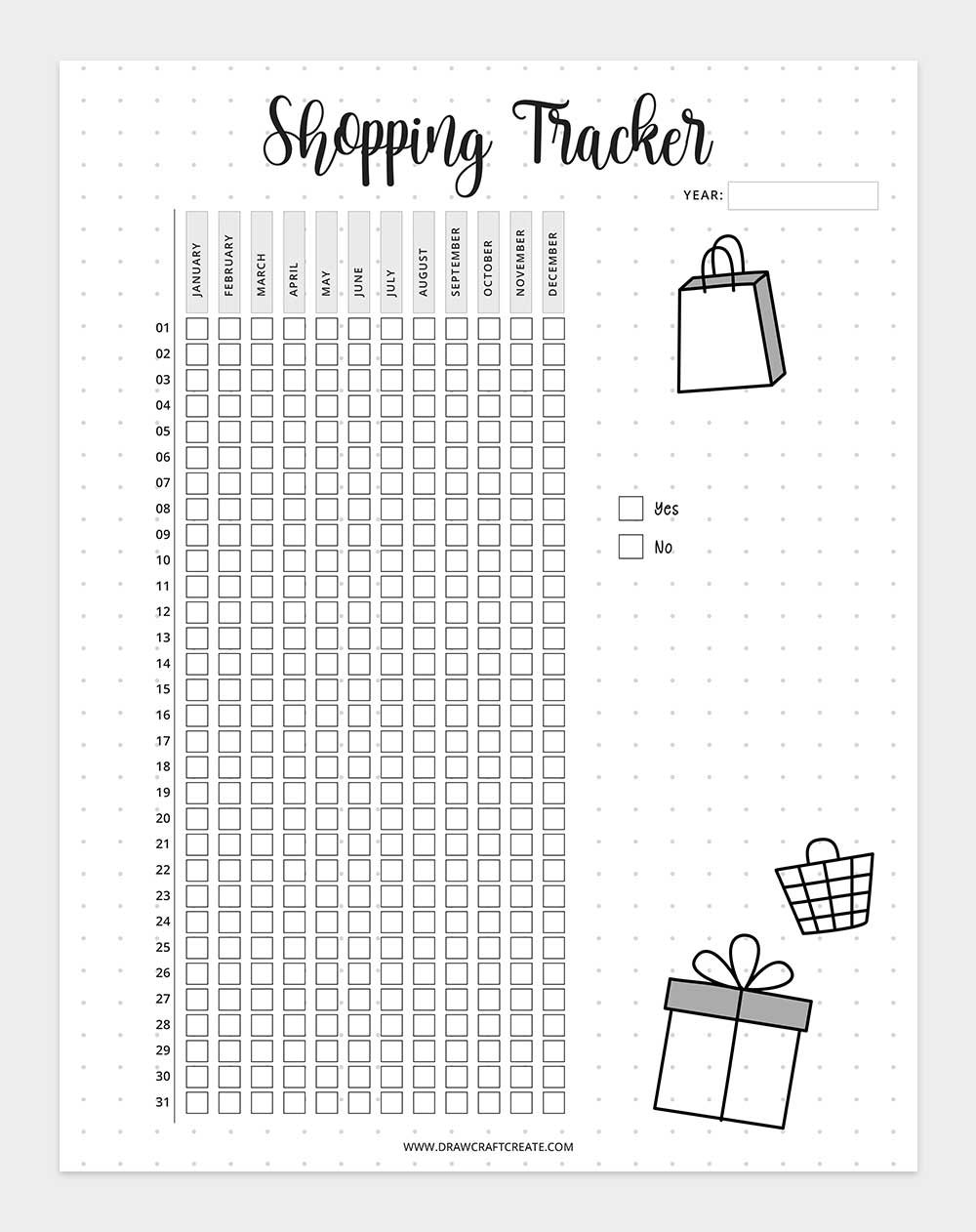 printable shopping tracker template