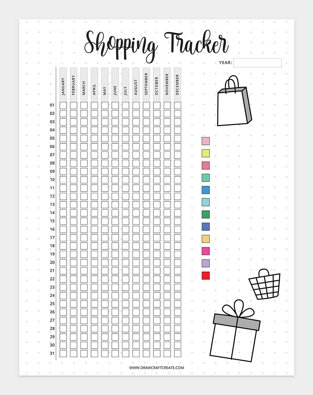 printable shopping tracker template
