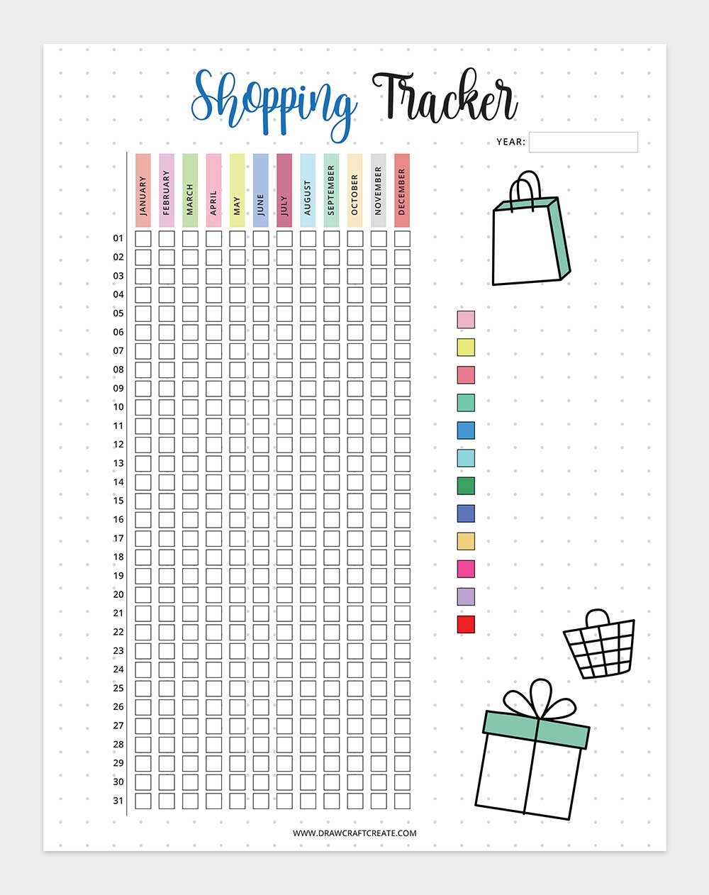 printable shopping tracker template