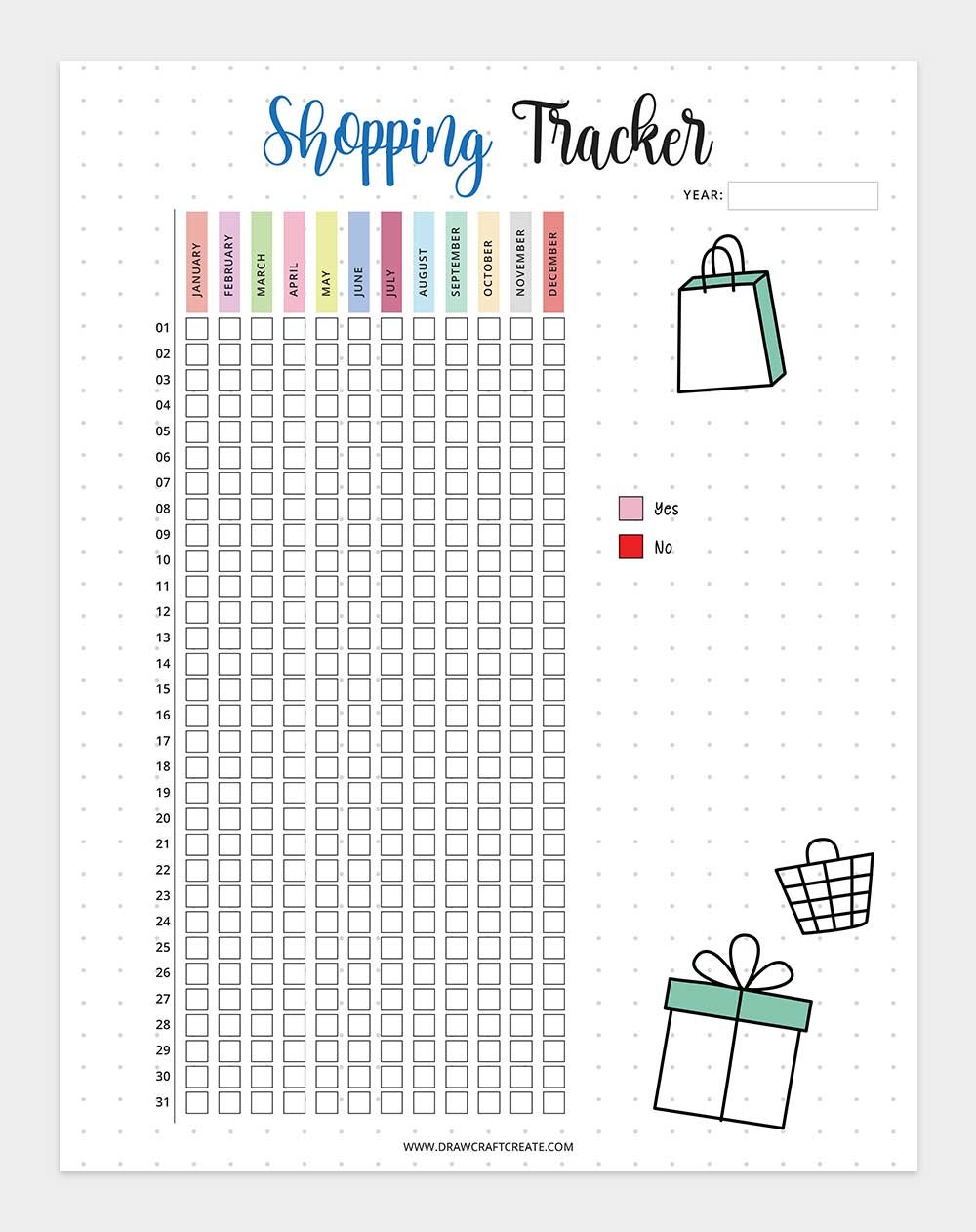 printable shopping tracker template