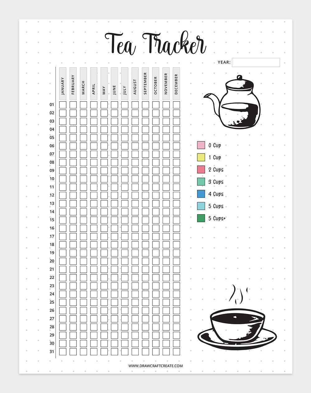 printable tea tracker