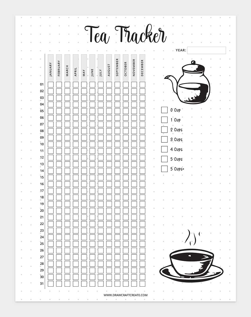 printable tea tracker