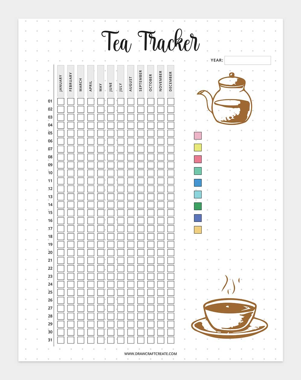 printable tea tracker