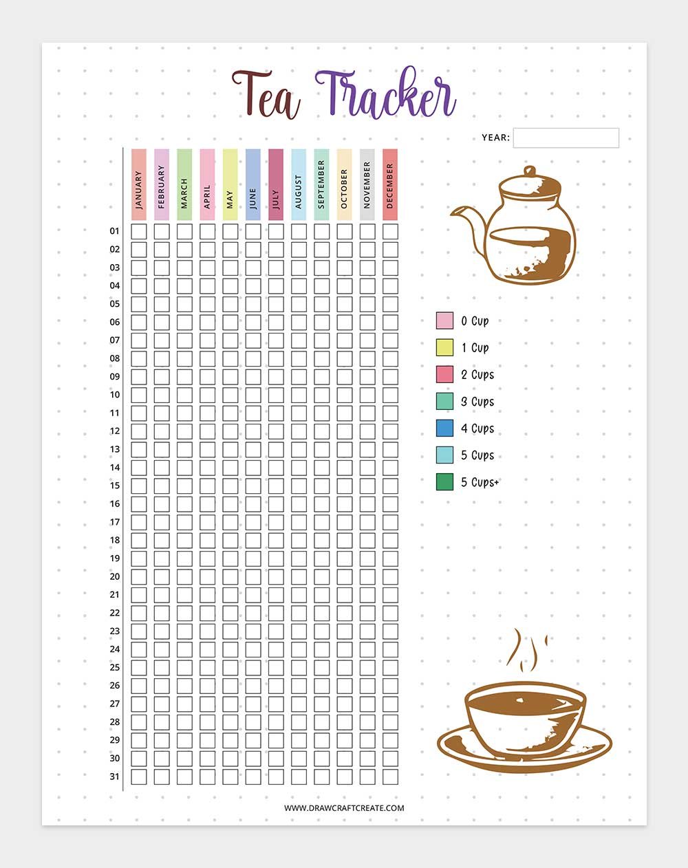 printable tea tracker