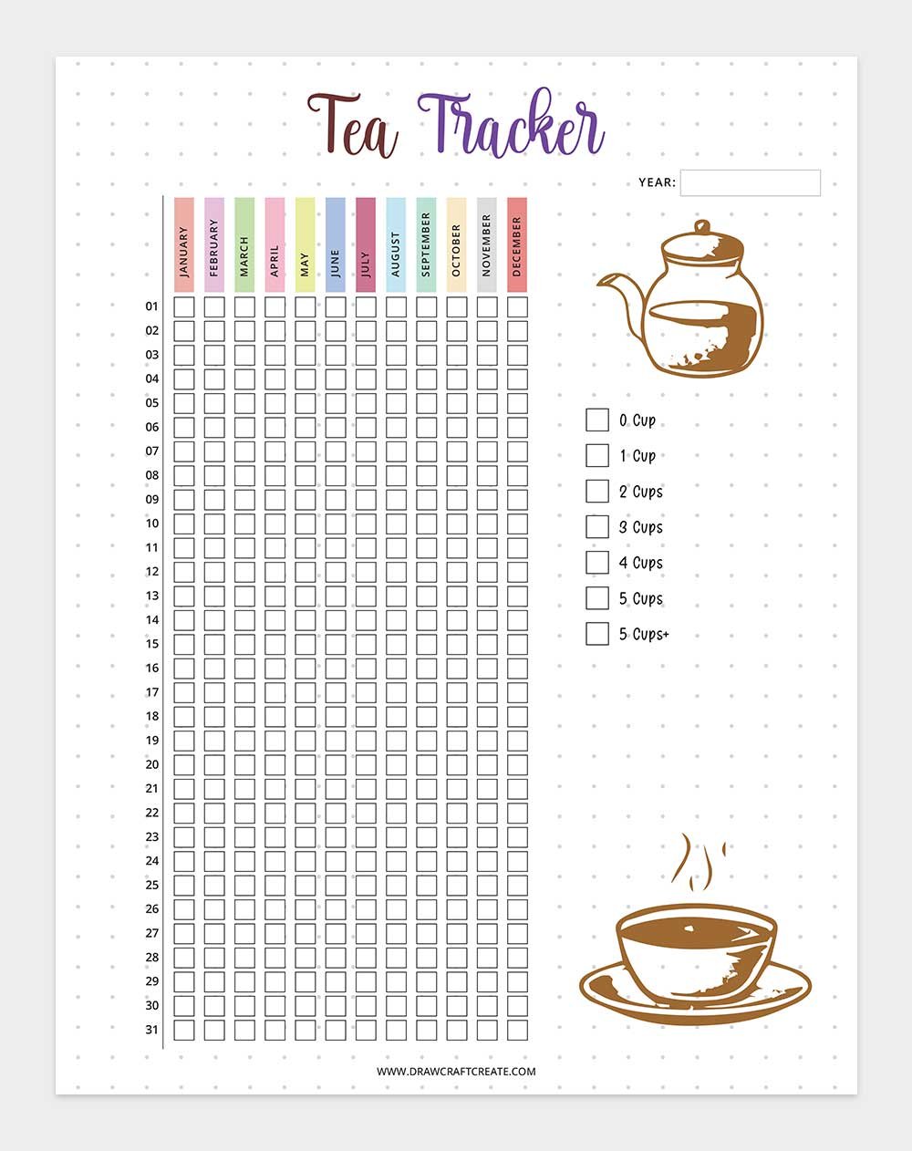 printable tea tracker