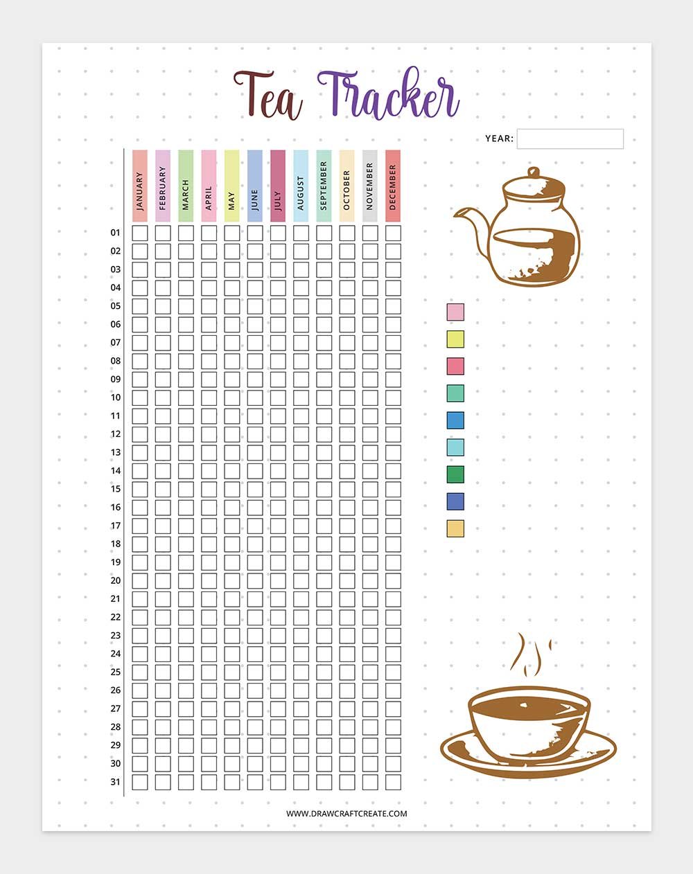 printable tea tracker