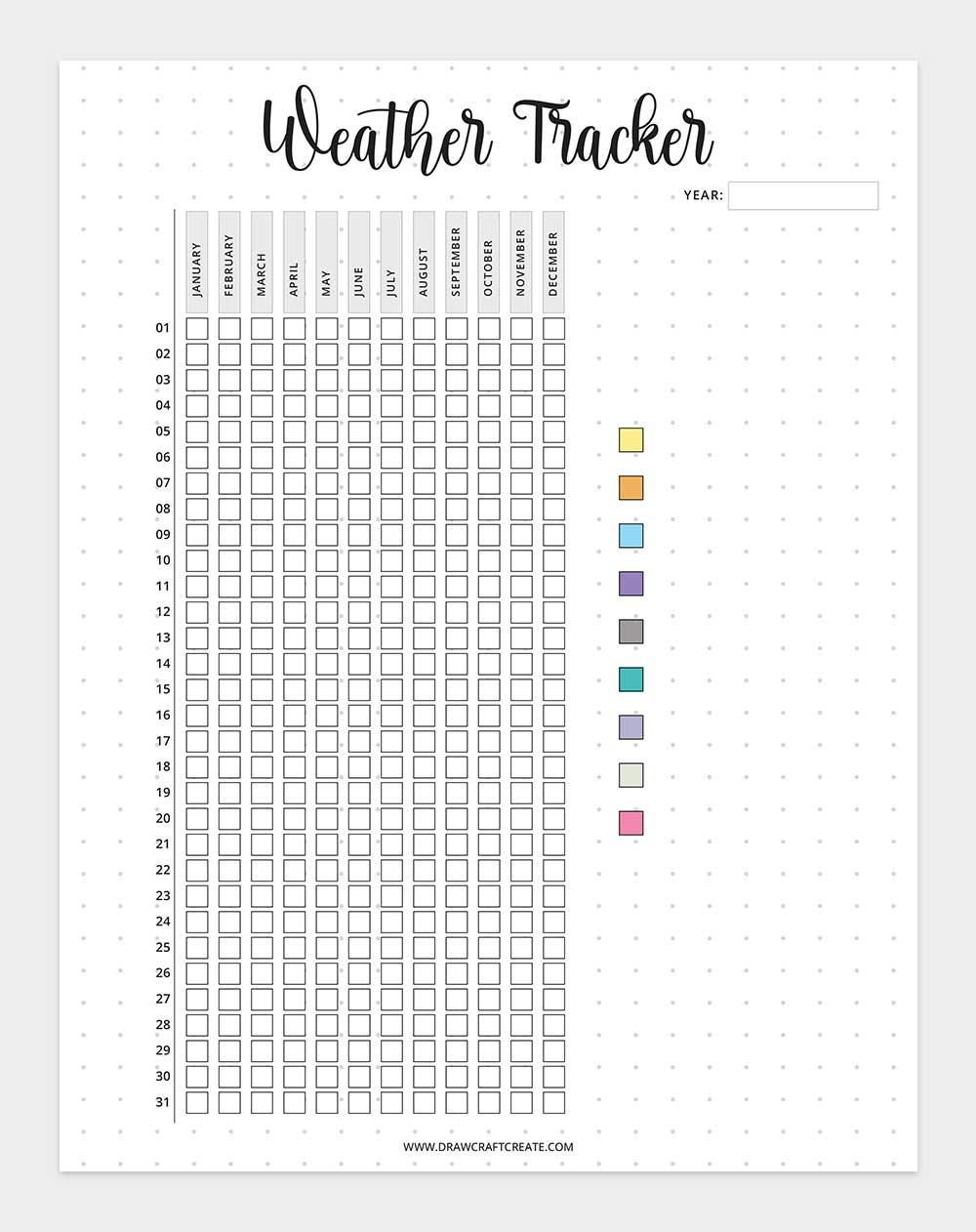 printable weather tracker template