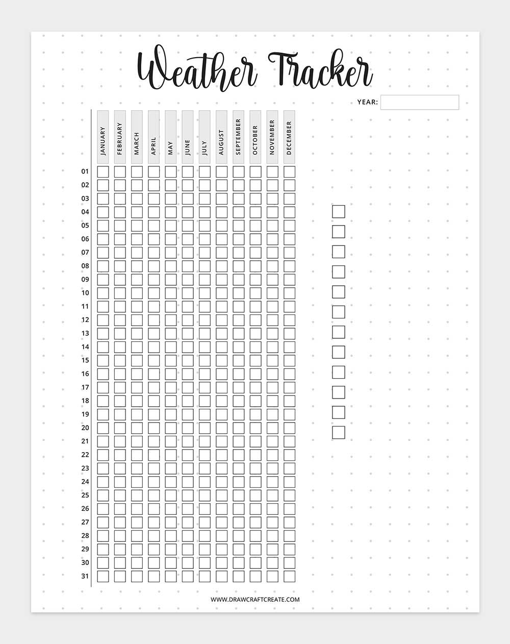 printable weather tracker template