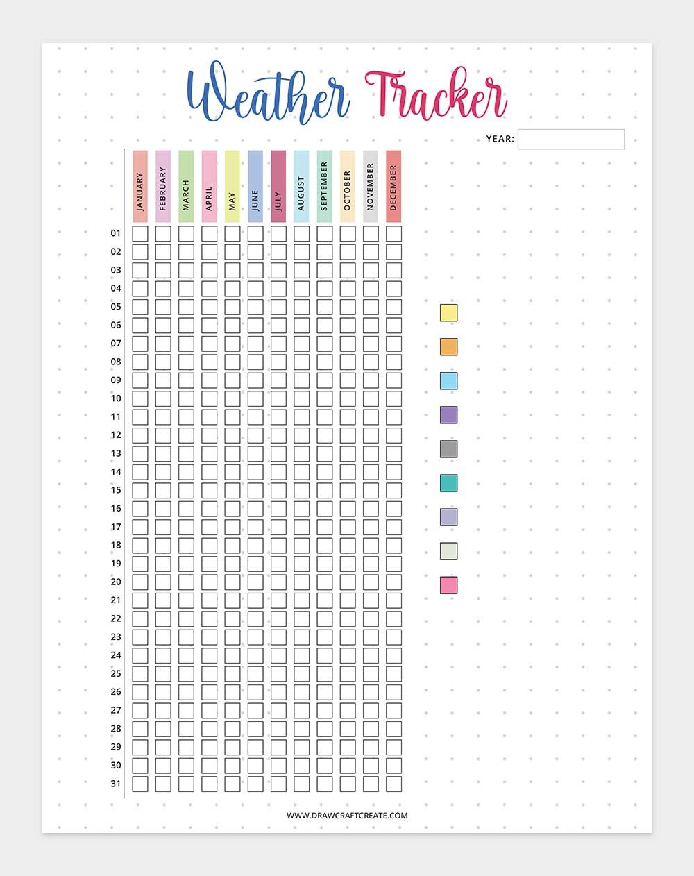 printable weather tracker template