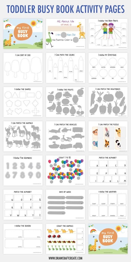 Free Printable Toddler Busy Book - Draw Craft Create