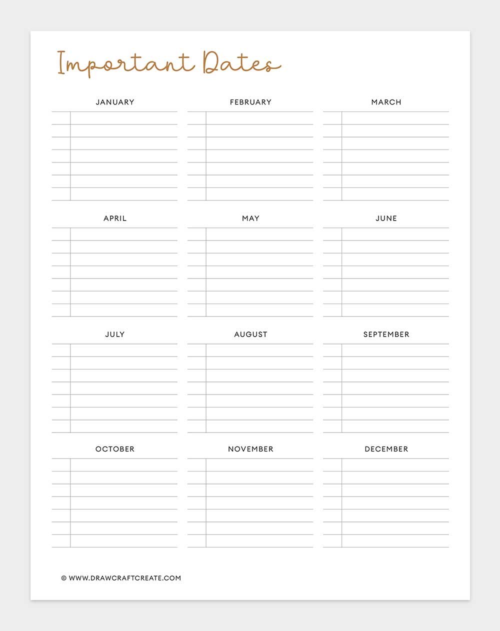 important dates