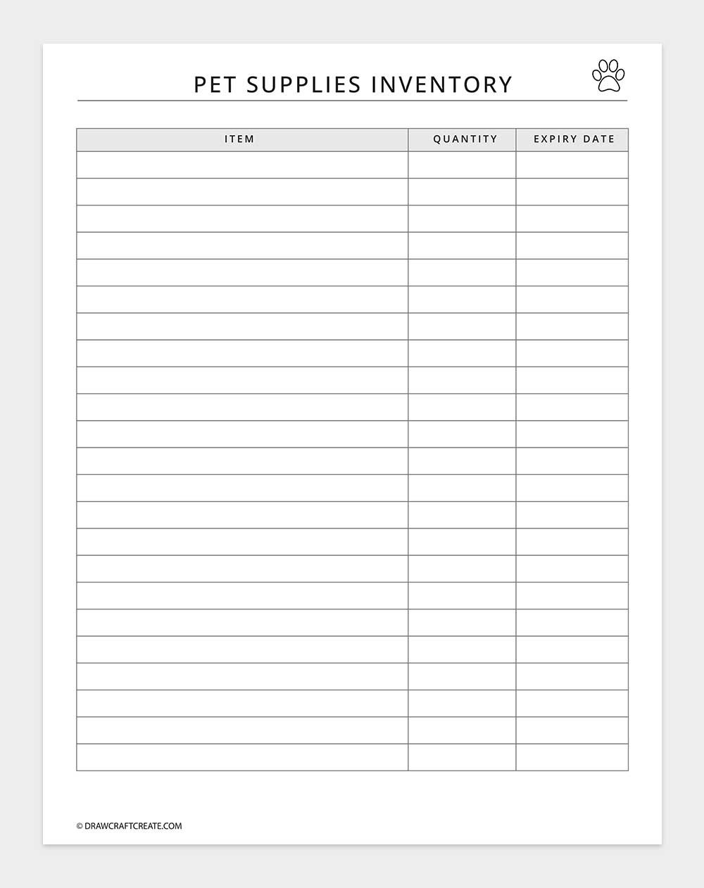 pet supplies inventory